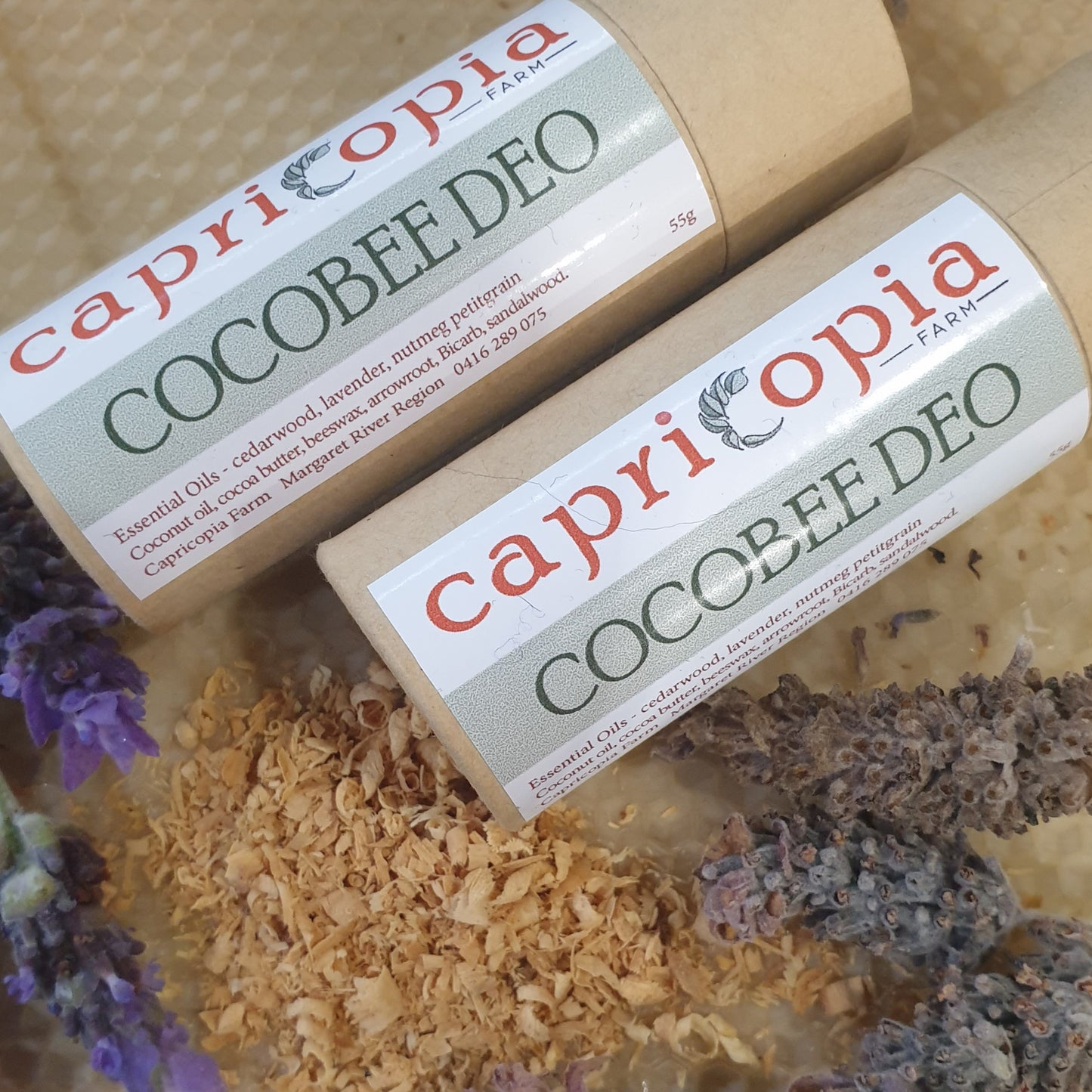 Natural beeswax deodorant stick in cardboard tube