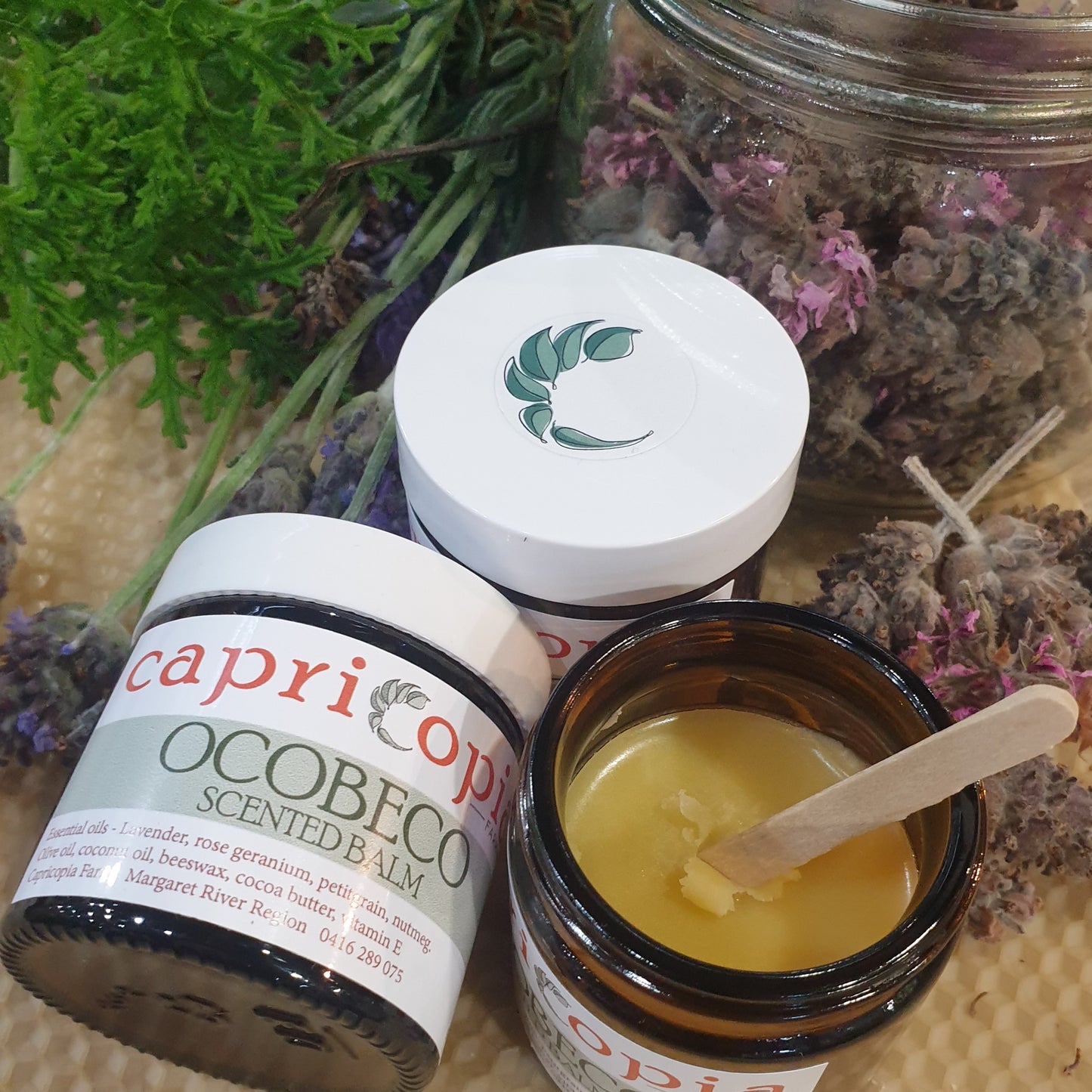 lavender rose geranium oilve oil and beeswax balm
